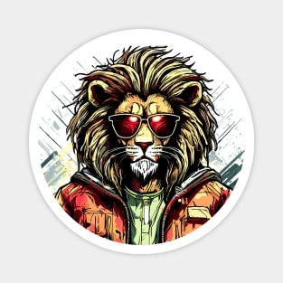 King of the Urban Savanna: Lion's Selfie Adventure Magnet